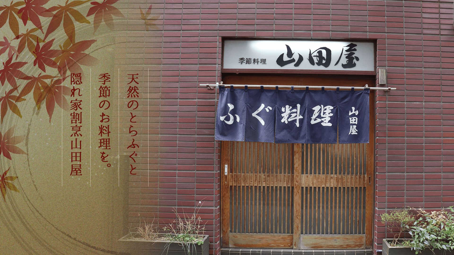 天然のとらふぐと季節のお料理を。隠れ家割烹山田屋